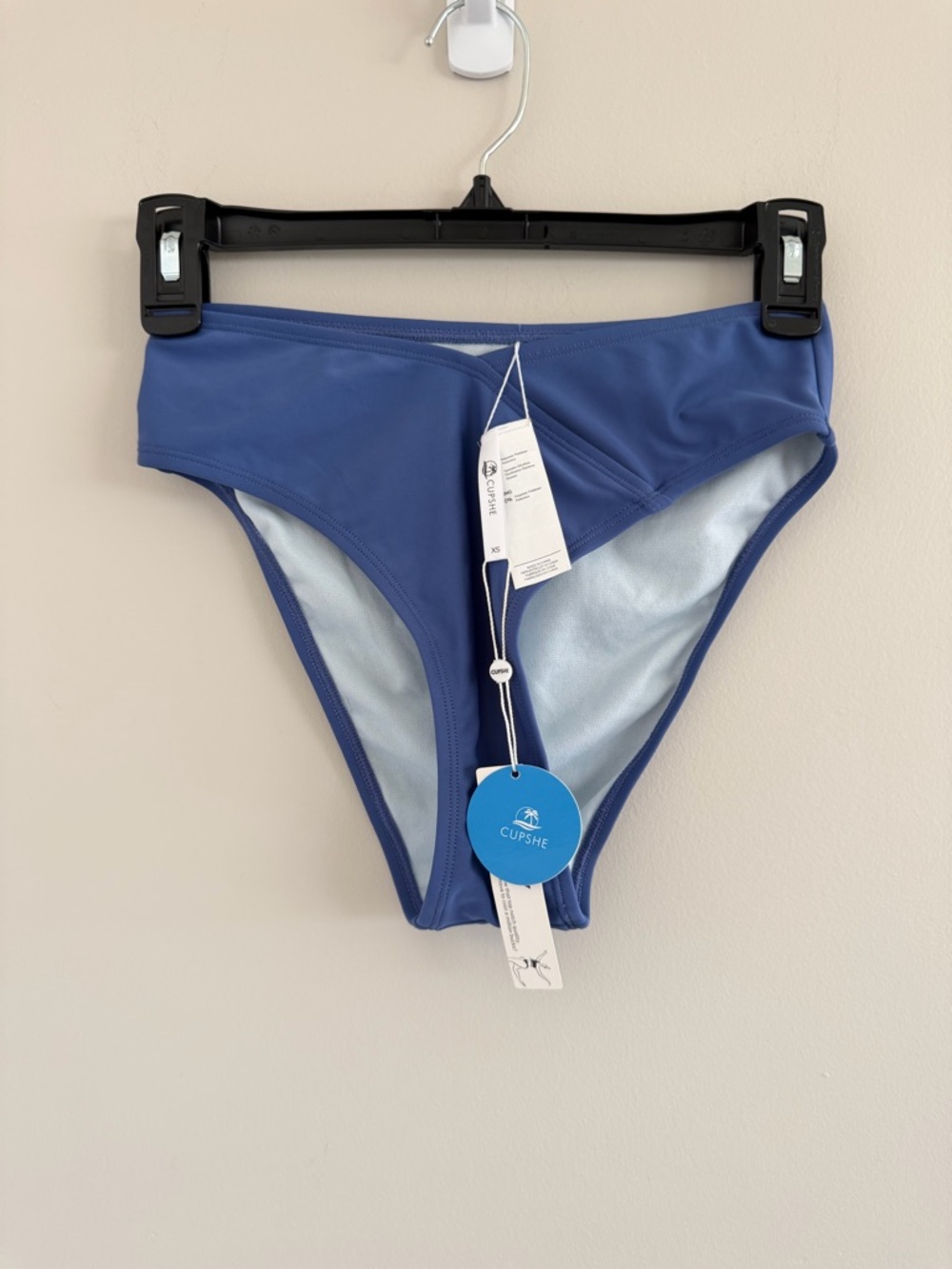 NWT Cupshe Bikini Bottom Womens XS Blue‎ High Cut Swim Bottoms Cheeky Beach Chic